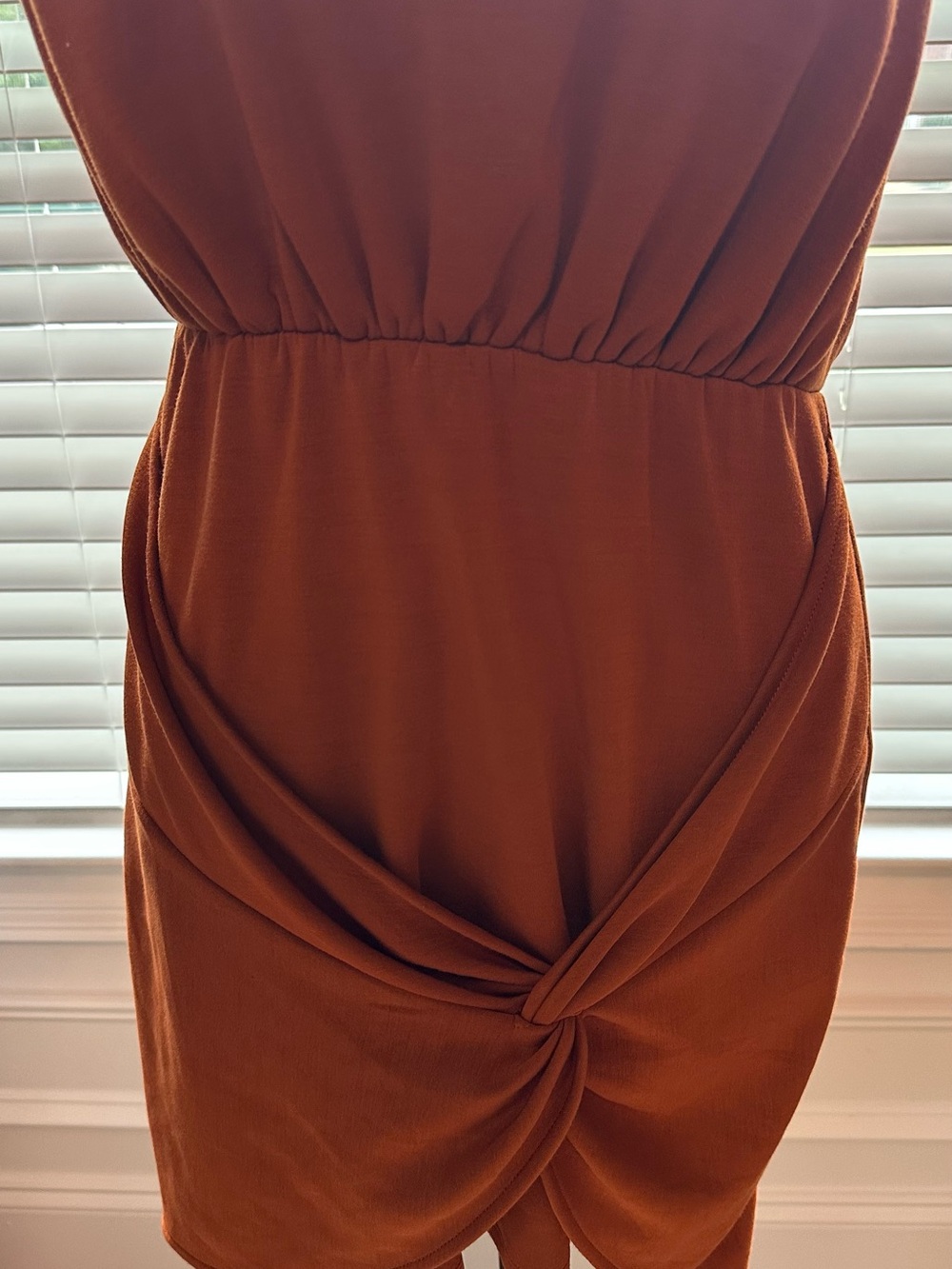 Free People Knot-Twist Mini Dress in Rust - Picture 3 of 5